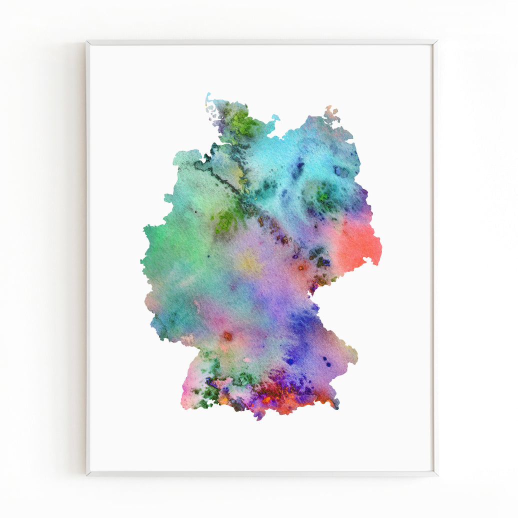 Watercolor Germany Map, Abstract Germany Art Print, Instant Download