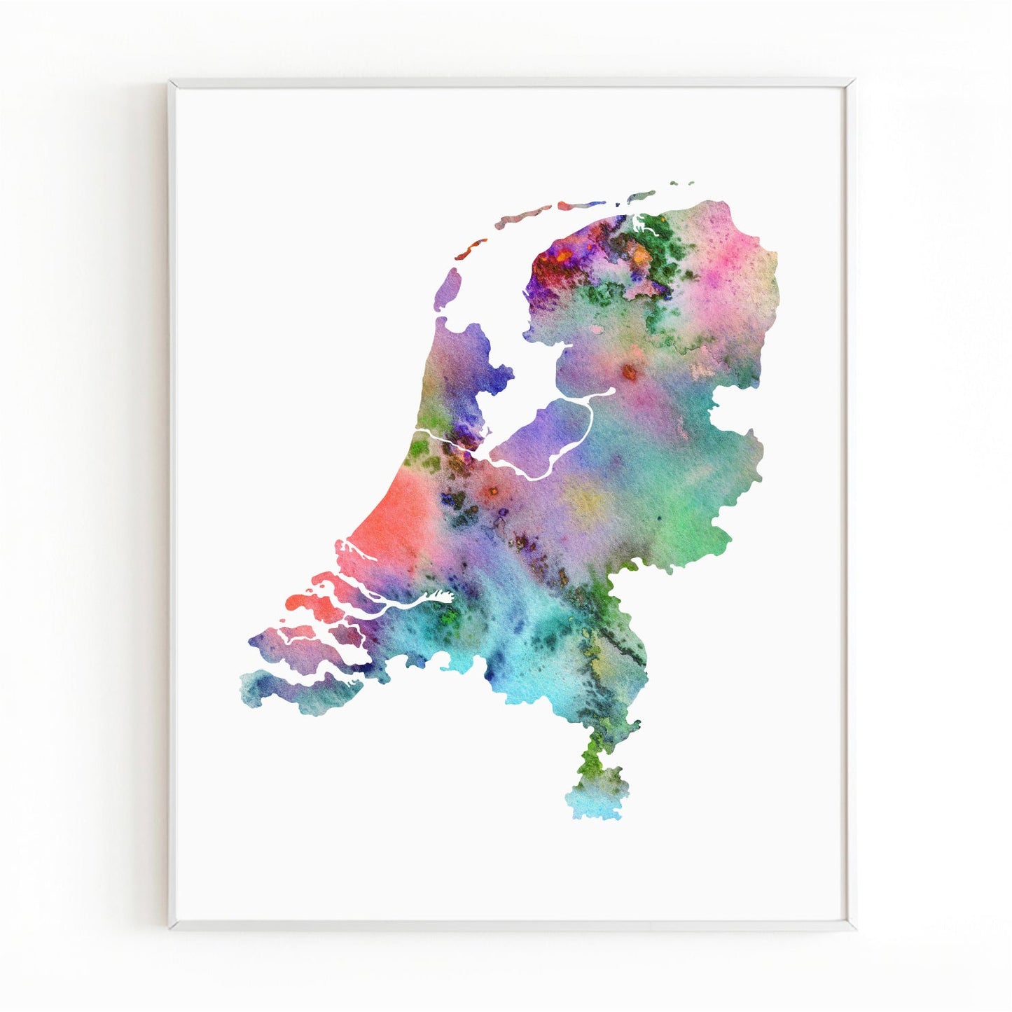 Watercolor Netherlands Map, Abstract Netherlands Print, Instant Download