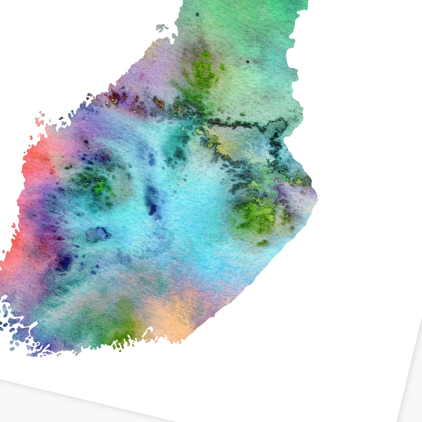 Watercolor Finland Map, Abstract Finland Art Print, Instant Download