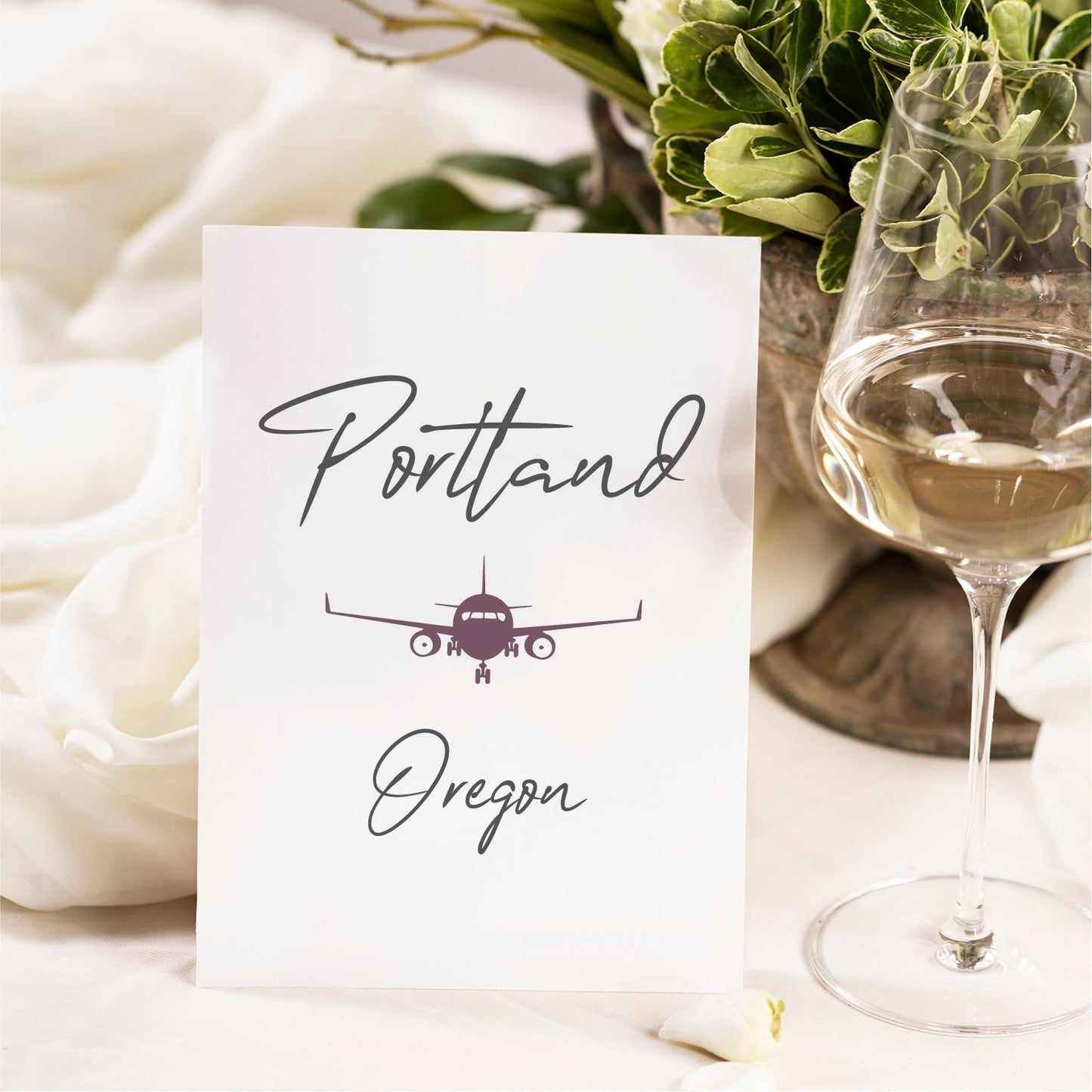 Travel themed wedding table number cards, City table number signs