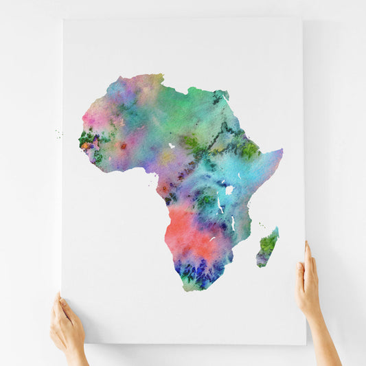 Watercolor Africa Map, Colorful Abstract Africa Print, Instant Download