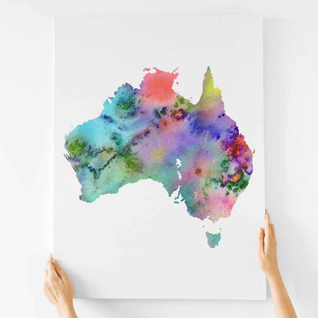 Watercolour Australia Map, Colorful Australia Print, Instant Download