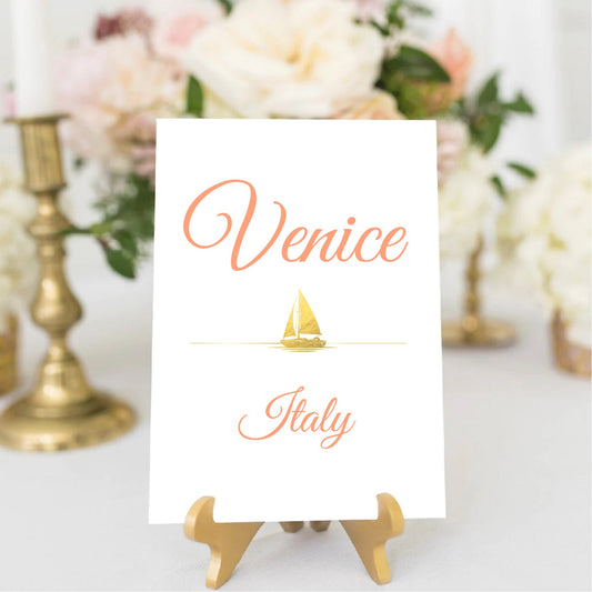 Destination wedding table numbers, printable country city name table cards available as high-resolution JPEG and PDF files