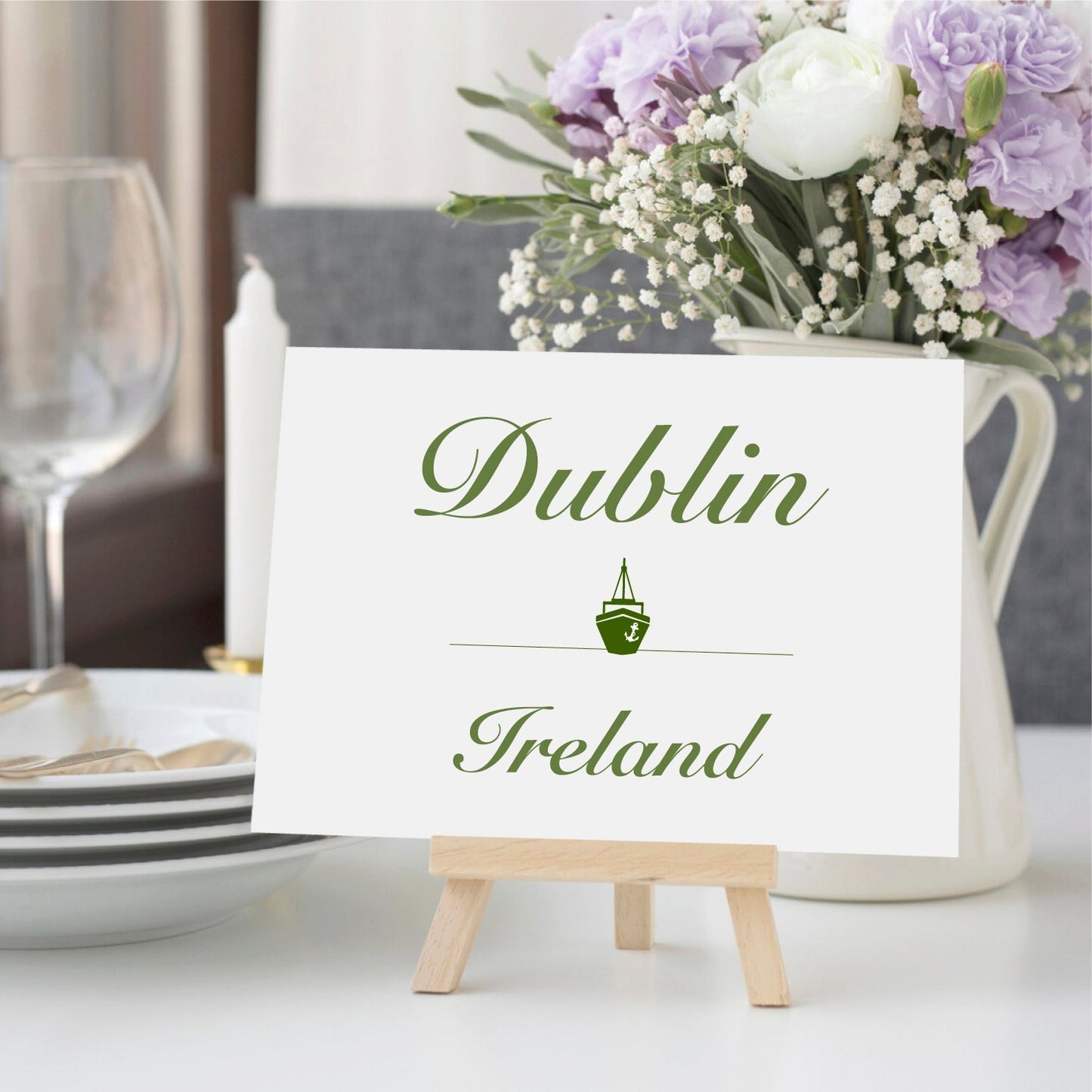 Destination wedding table numbers, country city name table cards PDF