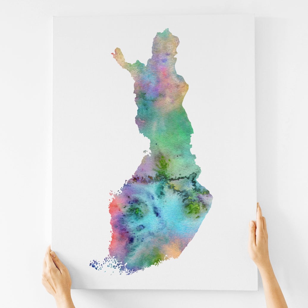 Watercolor Finland Map, Abstract Finland Art Print, Instant Download