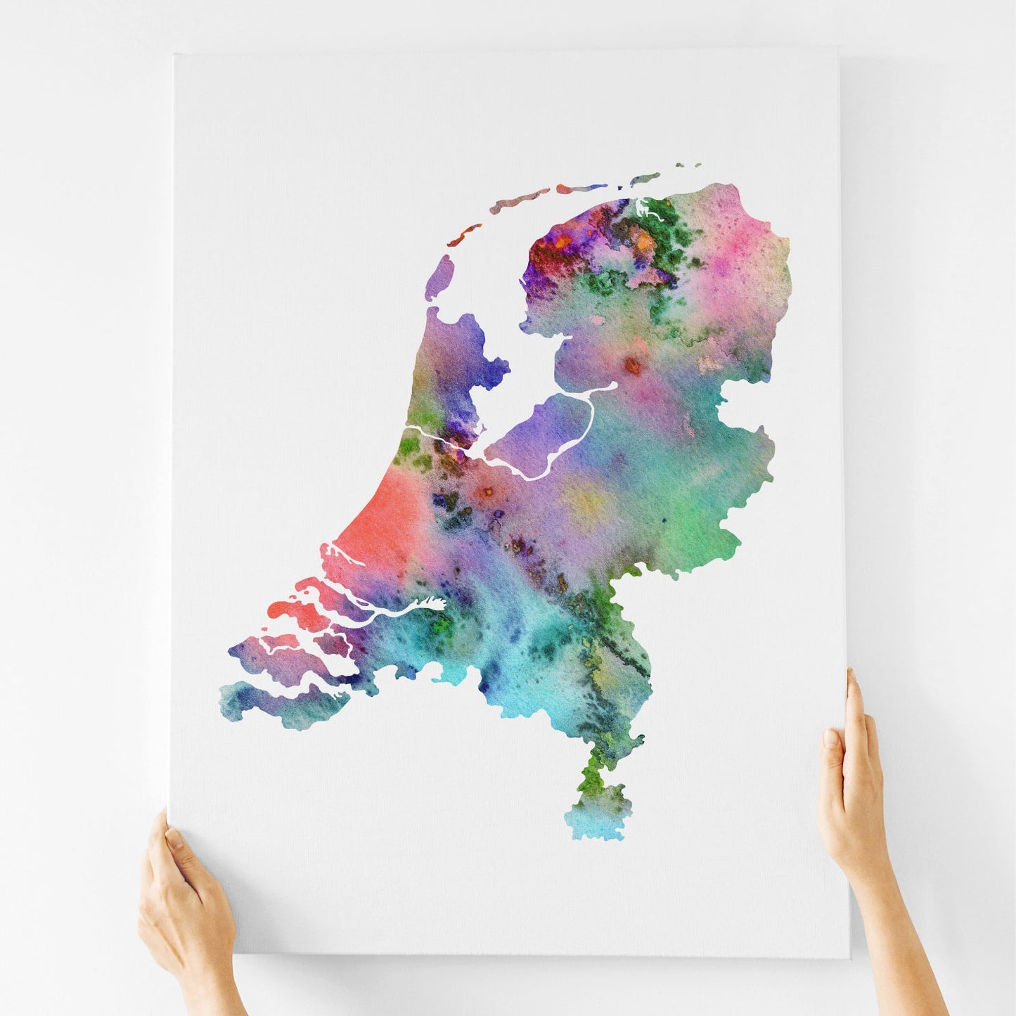 Watercolor Netherlands Map, Abstract Netherlands Print, Instant Download