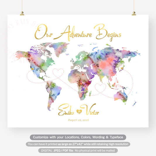 Travel theme wedding guest book alternative, Our Adventure Begins