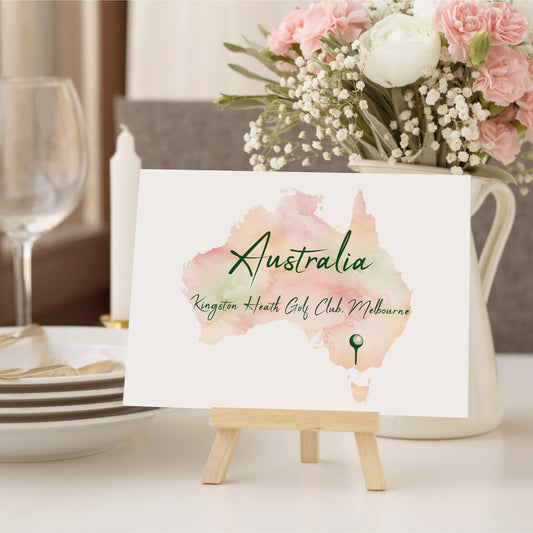 Watercolor country table numbers, printable travel theme wedding table number name cards available as high-res PDF and JPG files via digital download.
