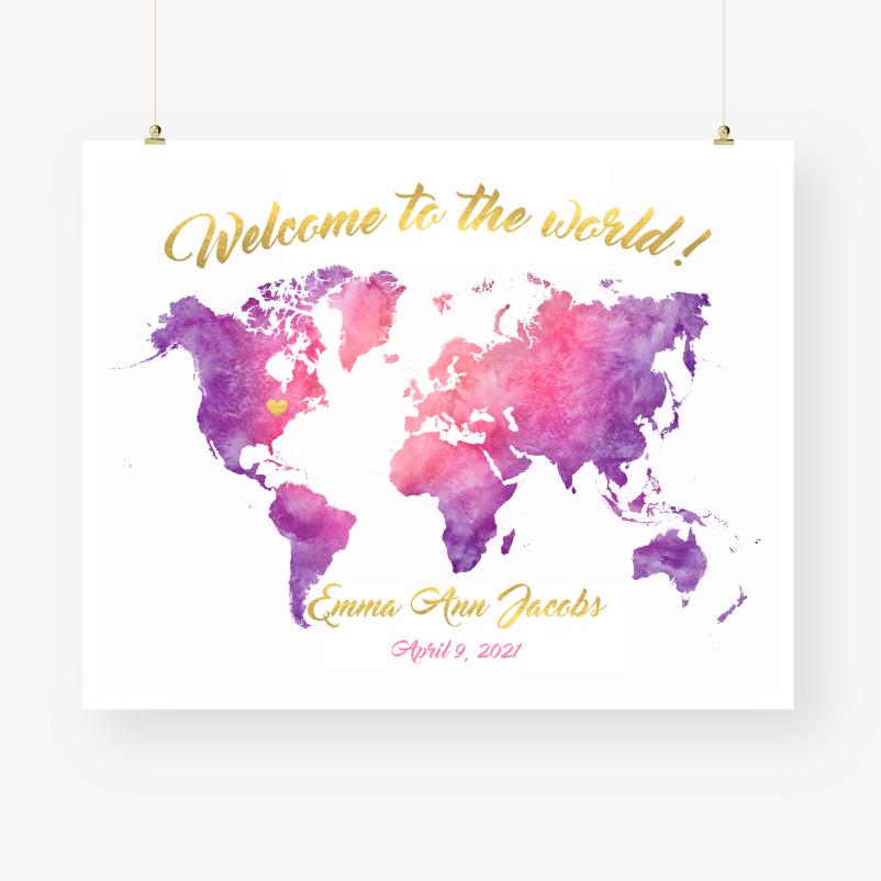 Baby shower map guest book alternative printable digital file download