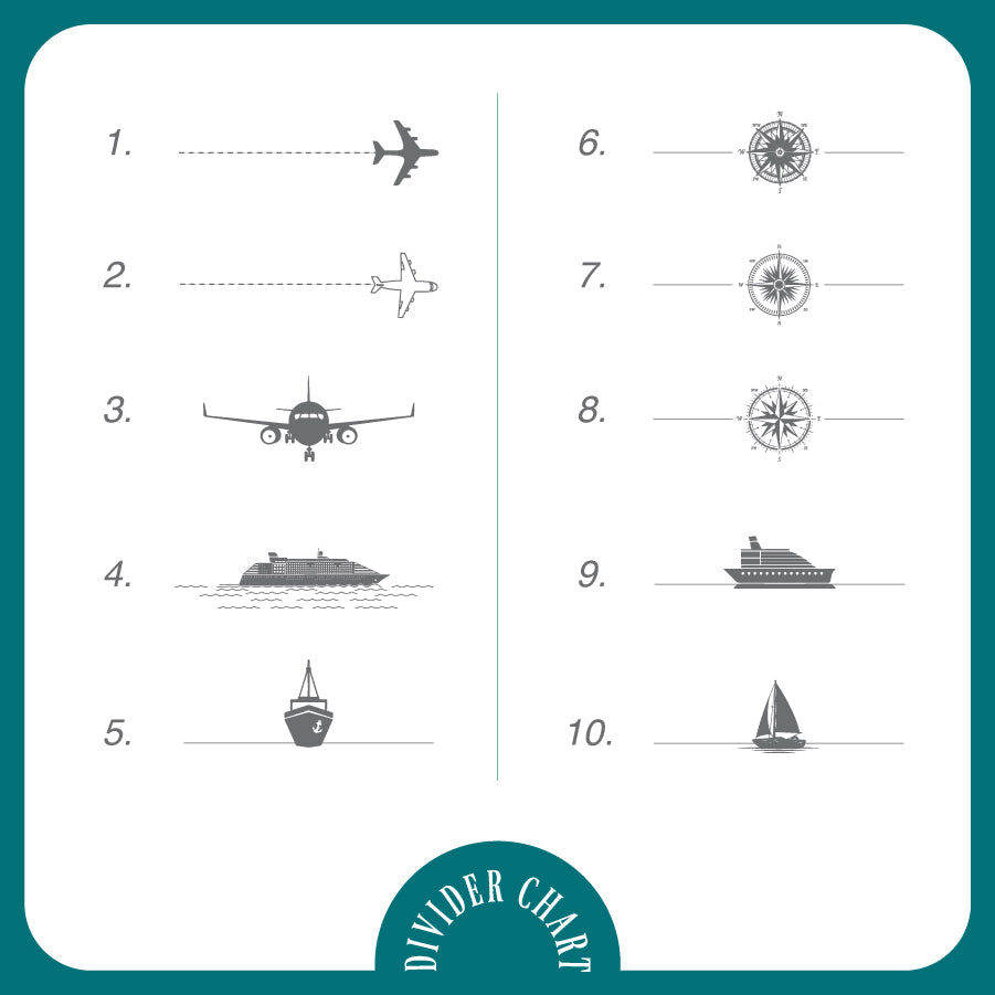 Travel themed table numbers, Destination wedding table number cards