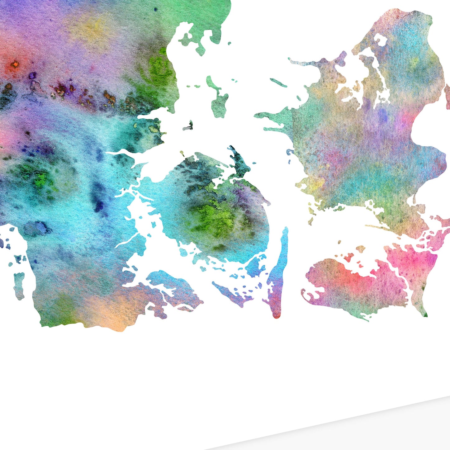 Watercolor Denmark Map, Colorful Denmark Art Print, Instant Download