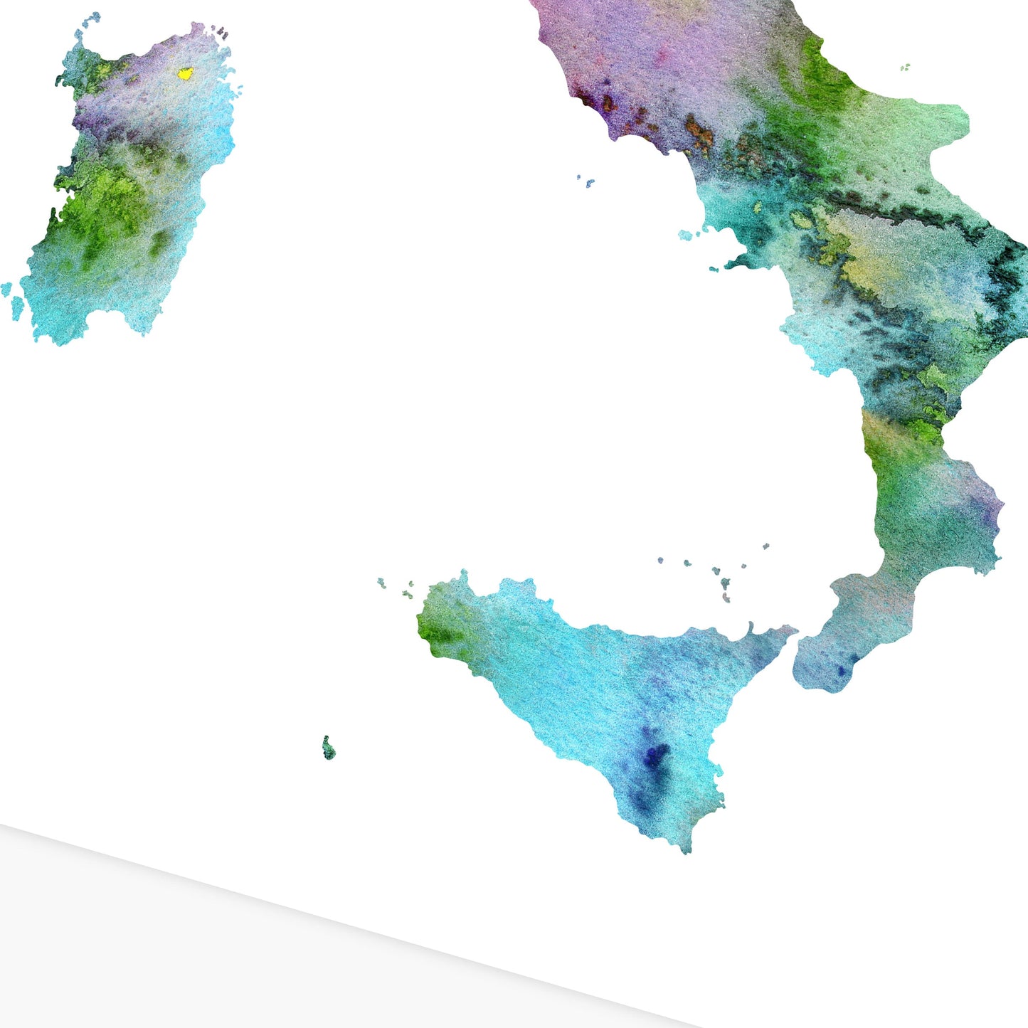 Colorful Watercolor Italy Map, Abstract Italy Art Print, Instant Download