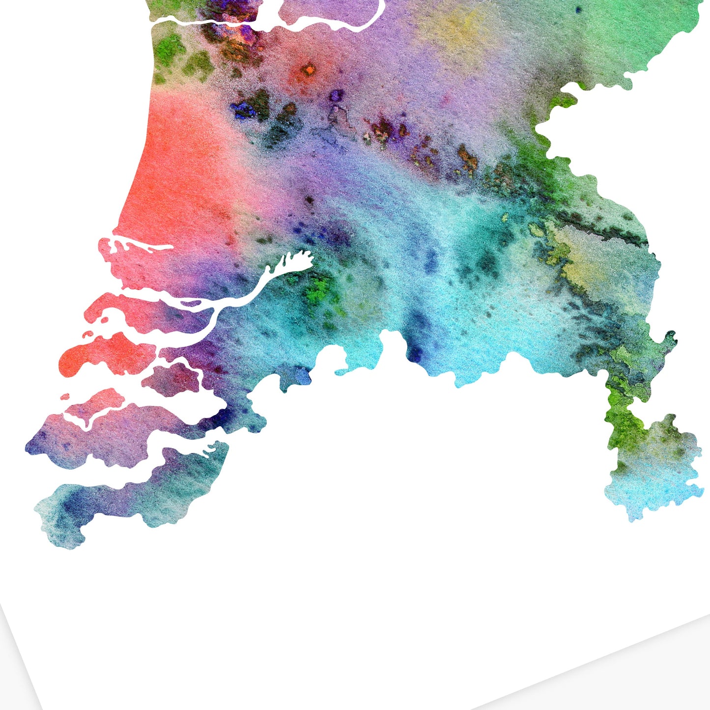 Watercolor Netherlands Map, Abstract Netherlands Print, Instant Download