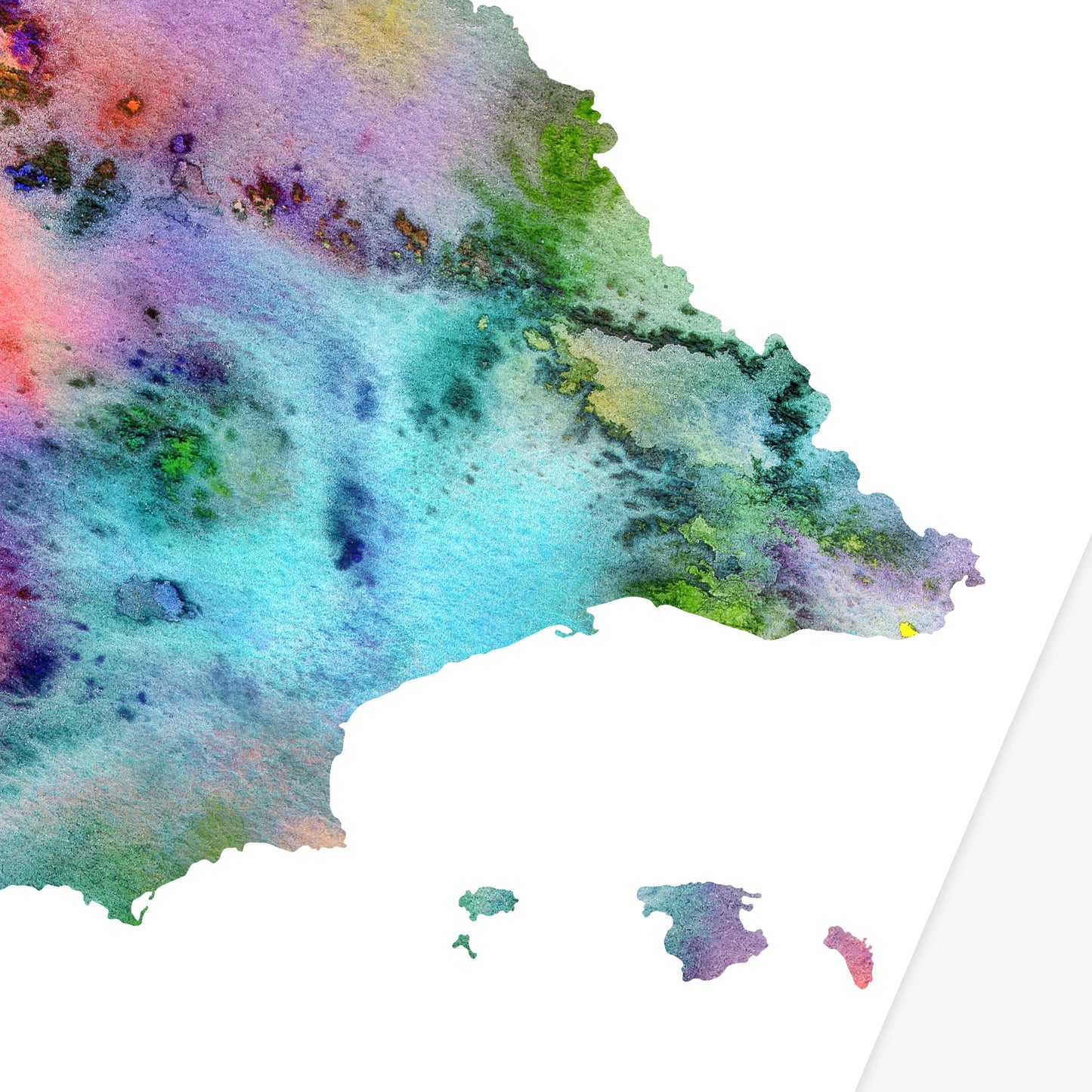 Watercolor Spain Map, Colorful Abstract Spain Art Print, Instant Download