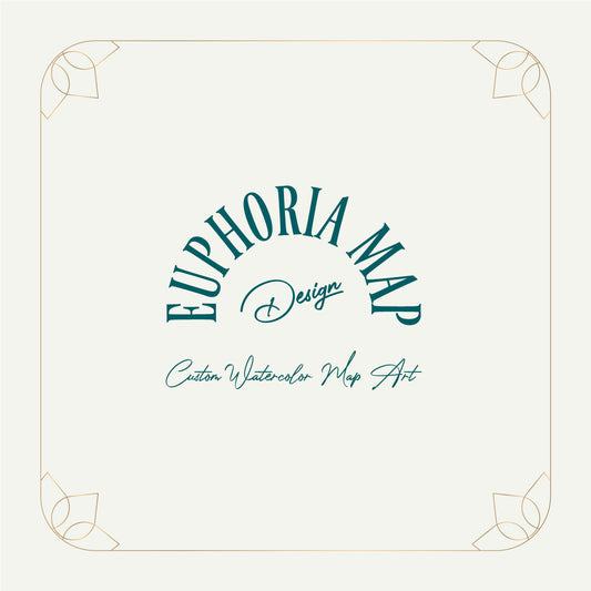 Custom Watercolor Map Art - Euphoria Collection - Add Your Text