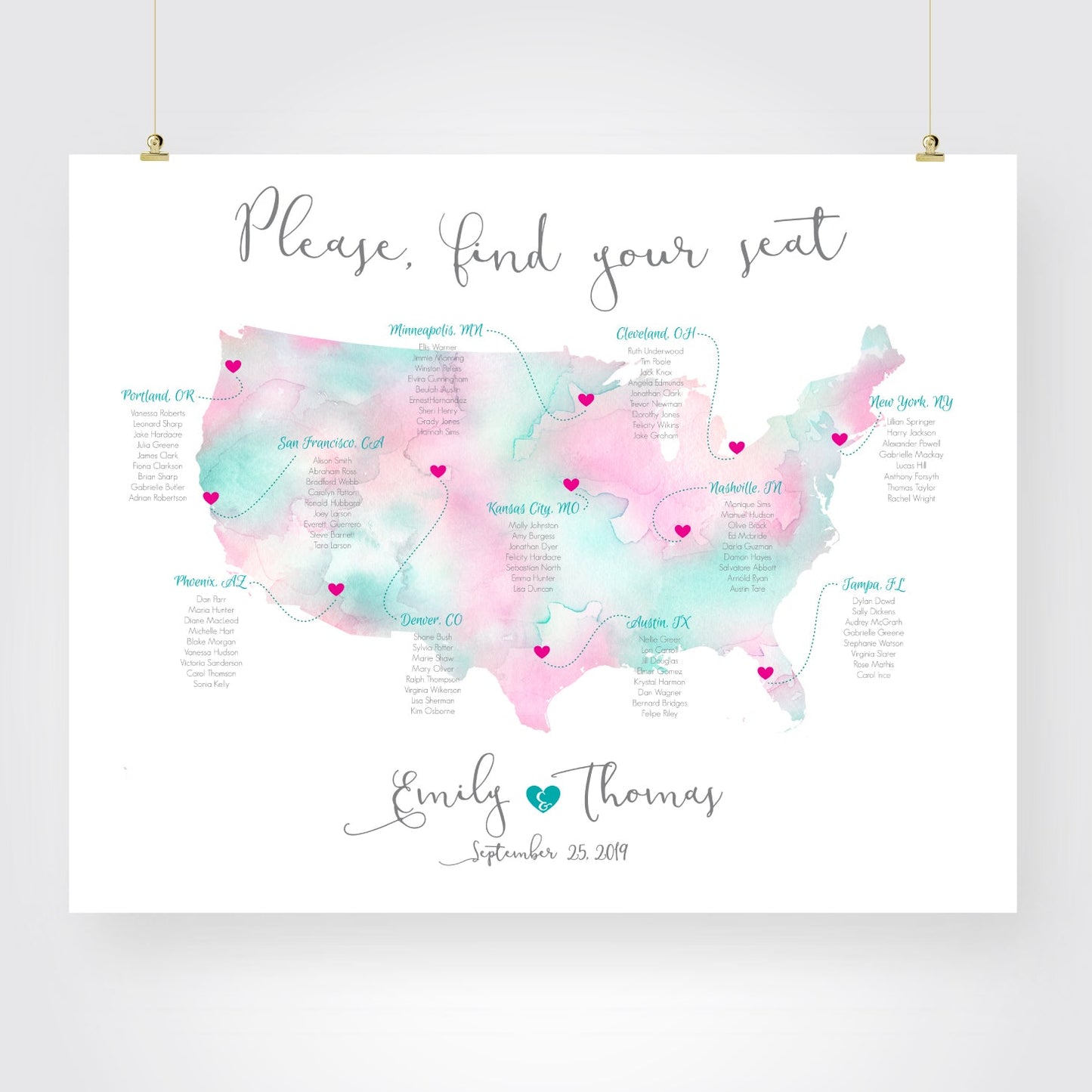 Travel theme seating chart for destination wedding printable world map