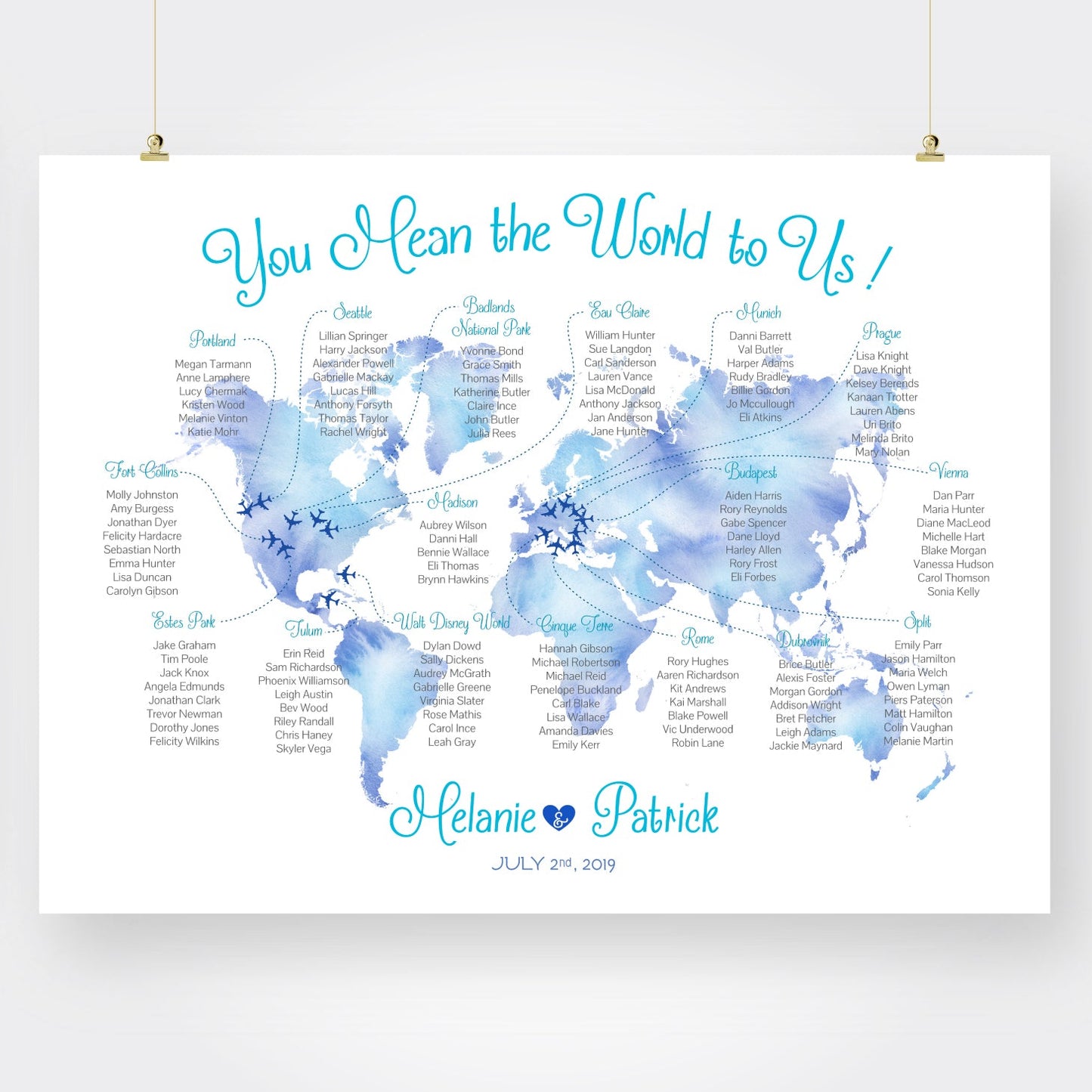 Where in the world are you sitting, world map wedding seating chart