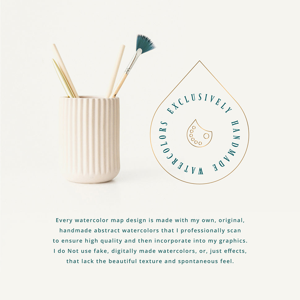 Personalized wedding gift, unique custom watercolor map art printable