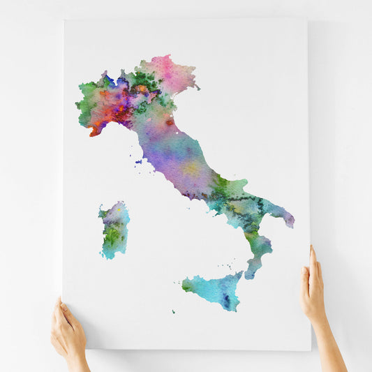 Colorful Watercolor Italy Map, Abstract Italy Art Print, Instant Download