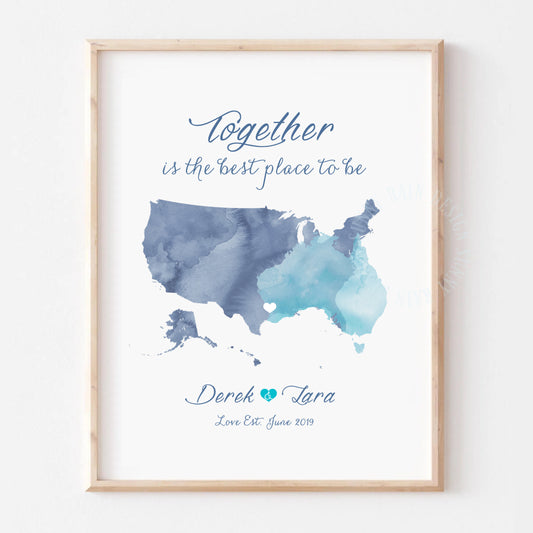 Personalized gift for international couple, International love story