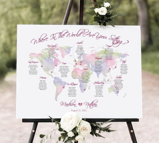 Where in the world are you sitting, Destination wedding seating chart