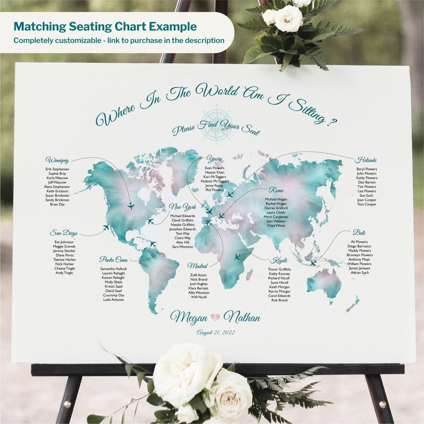 Destination wedding table number signs,Travel theme table number cards