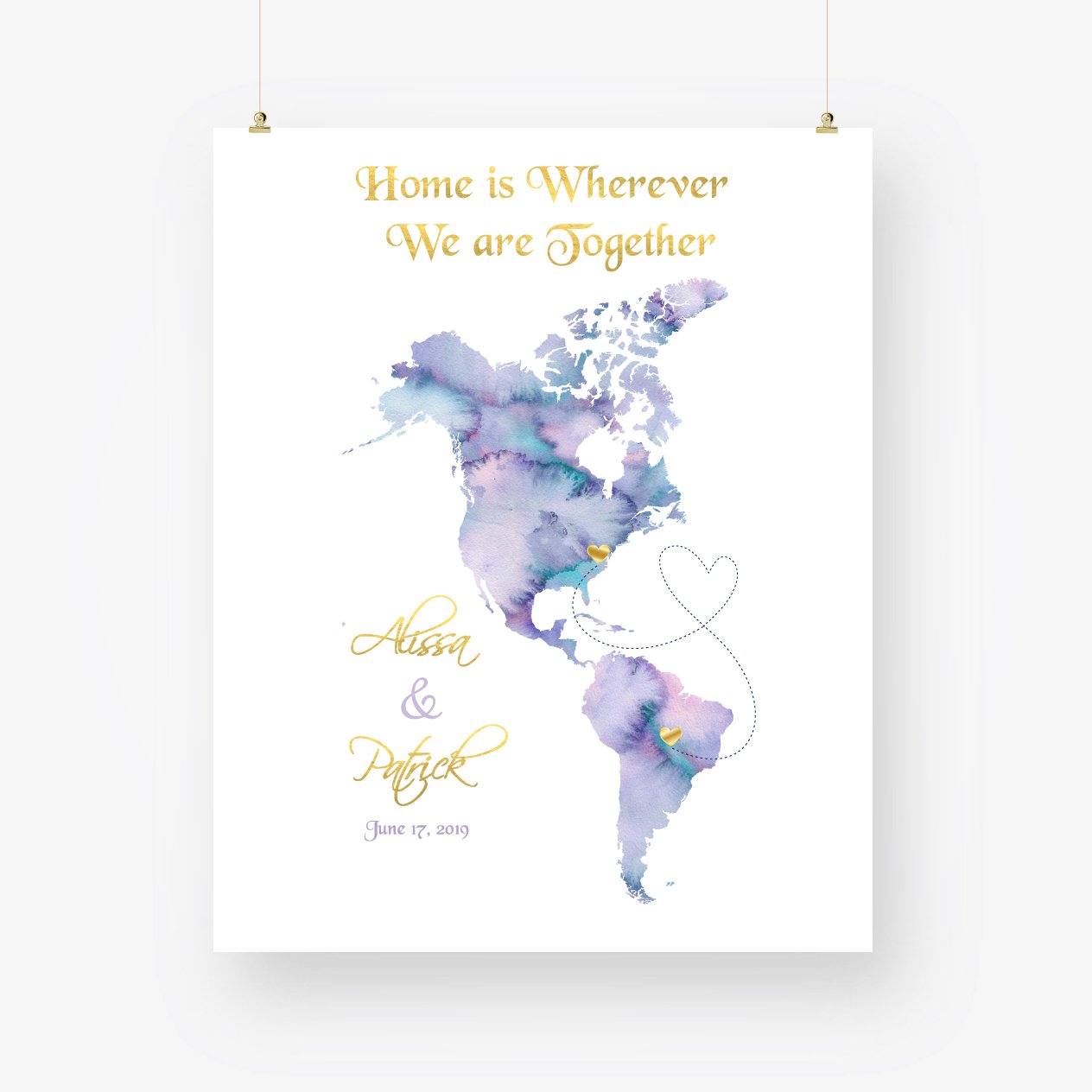 Travel theme wedding guest book alternative large watercolor world map